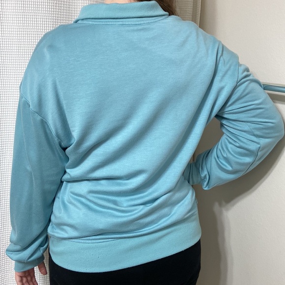 Women’s Three Dots relaxed fit cozy quarter zip Nile blue pullover. Sz medium - Picture 6 of 16